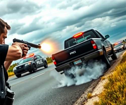 Lethal threat:  MPF officers shoot tires of fleeing truck