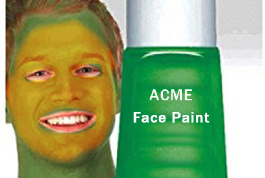 Man, painted green with orange head, steals two cars