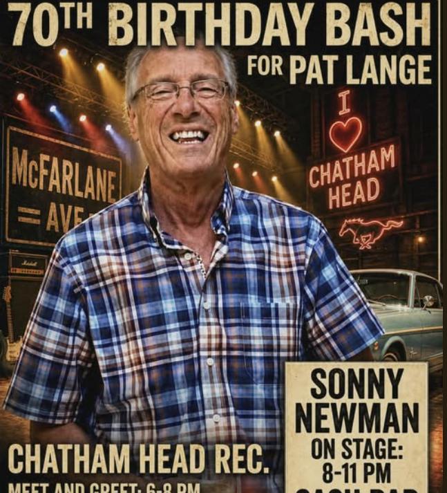 June 13:  Pat Lange 70th birthday bash