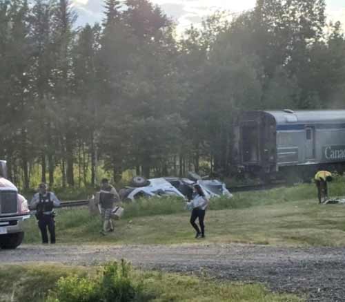 Train hits van in Rogersville NB
