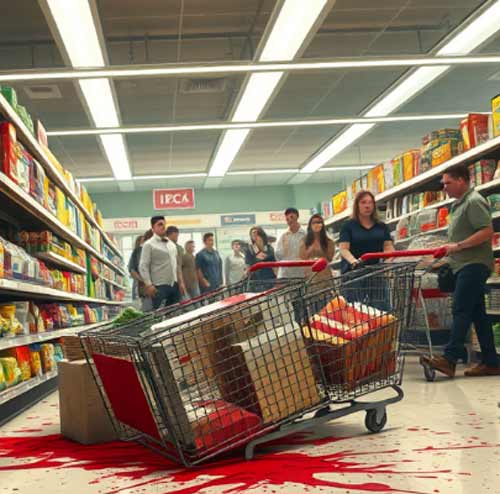 Grocery store fights gets woman house arrest.